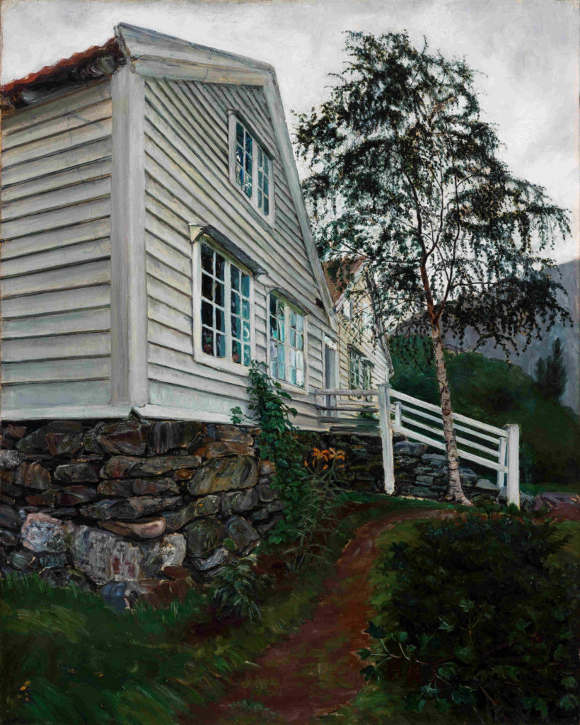 Norwegian artist Nikolai Astrup's painting shows the Parsonage, his childhood home.