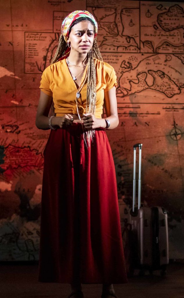 Cindy De La Cruz performs as a young woman returning to the Dominican Republic in Border of Lights by Guadalís Del Carmen. Photo courtesy of Williamstown Theatre Festival.