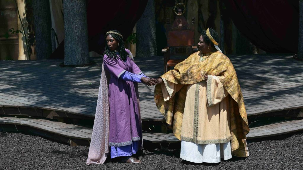 MaConnia Chesser and Jasmine Cheri Rush rehearse in King Lear. Photo courtesy of Shakespeare & Company.