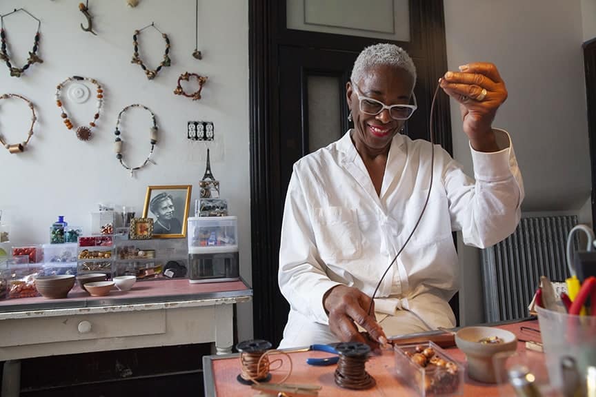Artist and designer Cheryl Riley co-creates the Kitchen in Rites of Passage 2020 Vision. Press photo courtesy of Rites of Passage.