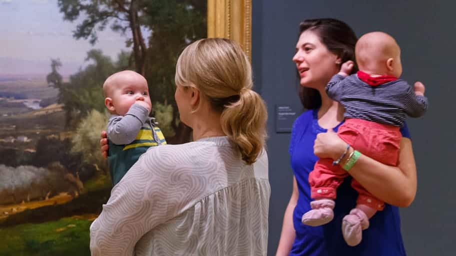Parents and infants get together for art and company at the Clark. Press image courtesy of The Clark Art Institute