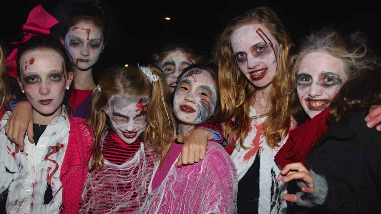 Berkshire trick-or-treaters gather as a horde of zombies.
