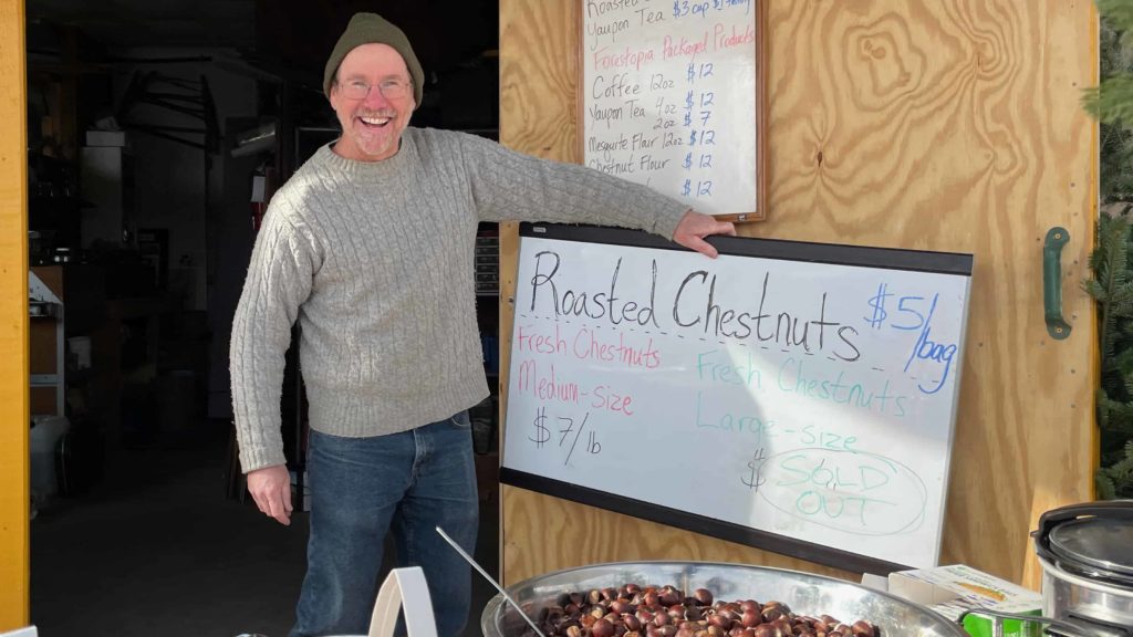 Big River Chestnuts opened a farm stand in Sunderland for the holidays with fresh and roasted chestnuts and more.