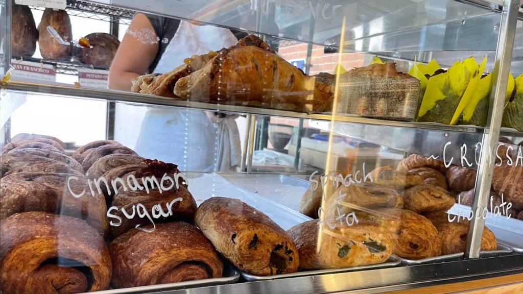 Croissants and pastries fill the case at Berkshire Mountain Bakery in Housatonic.
