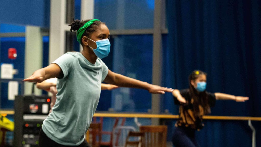 Students rehearse with Sankofa, the college Step team. Press photo courtesy of Williams College.