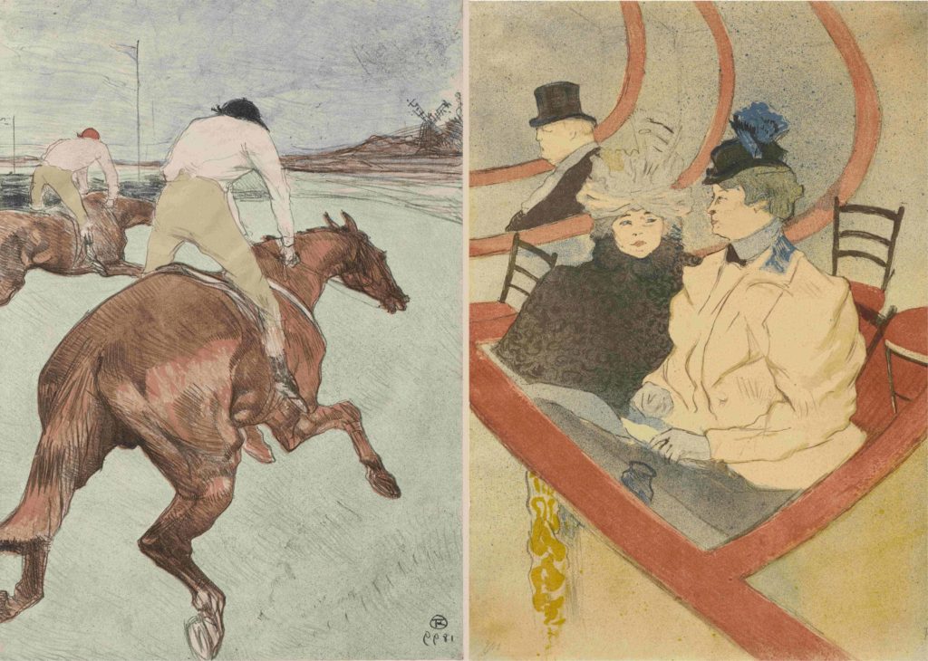 Henri Toulouse-Laurtrec's The Jockey and In the Grand Tier appear in Hue and Cry at the Clark Art Institute.