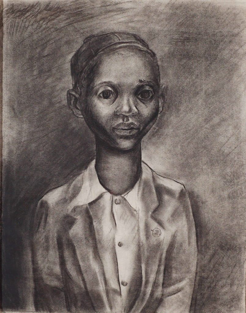 Charles Alston's charcoal drawing 'Young Boy' shows the work and influence of one of Robert Blackburn's artist mentors and teachers. Courtesy of Wesley and Missy Cochran, The Cochran Collection