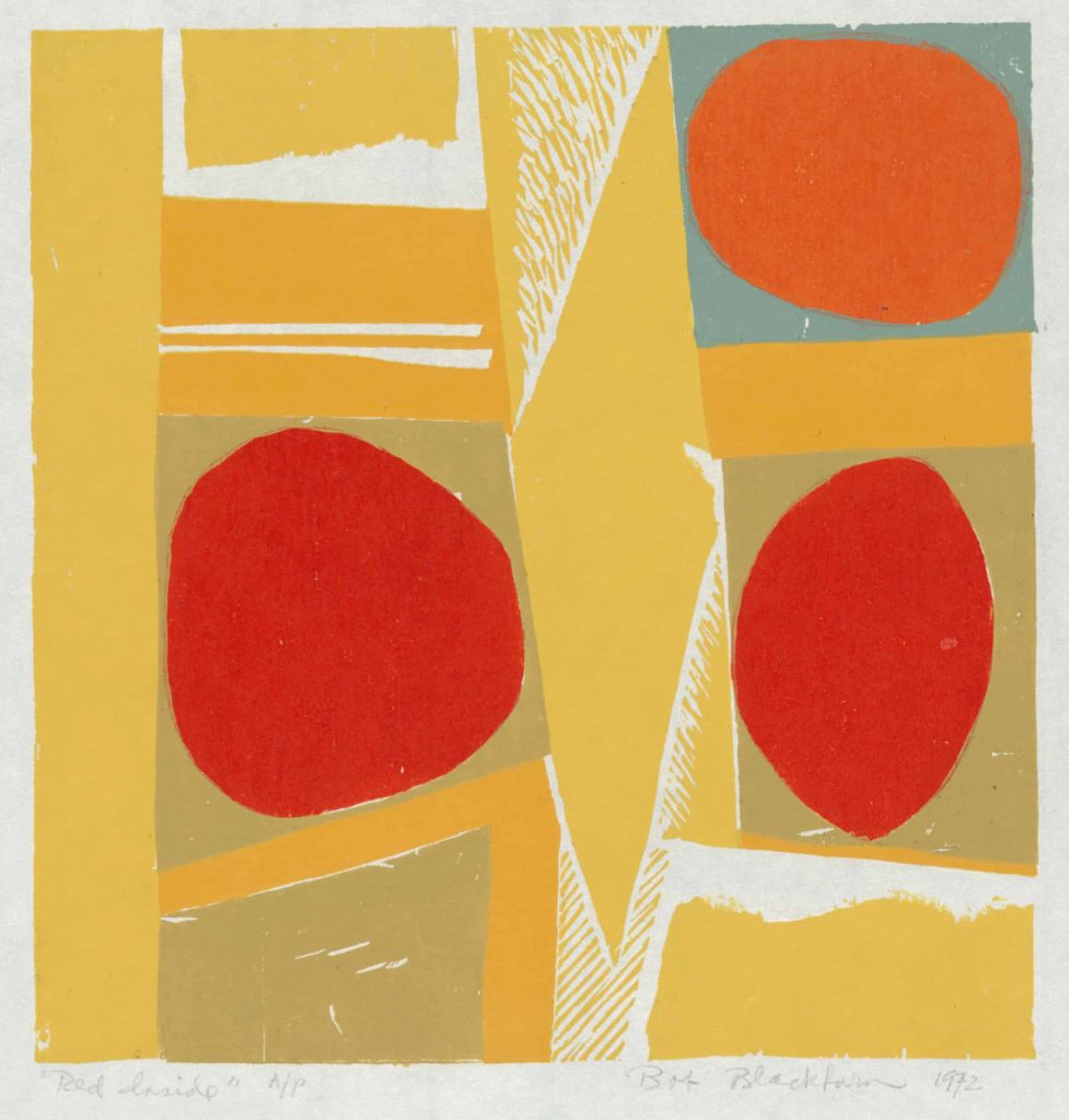 Artist and Master Printer Robert Blackburn's abstract woodcut Red Inside appears in a celebration of his life and work at the Hyde Collection in Glens Falls, N.Y.