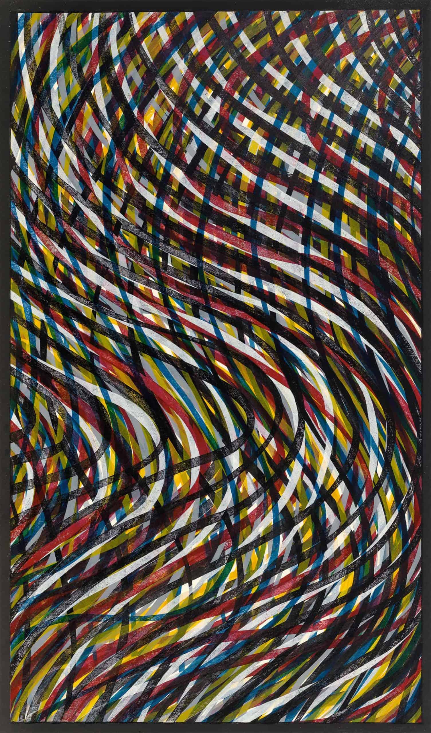 Curves of color form Wavy Brushstrokes Superimposed, one of Sol LeWitt's later prints, in Strict Beauty at the Williams College Museum of Art. Press image courtesy of WCMA.