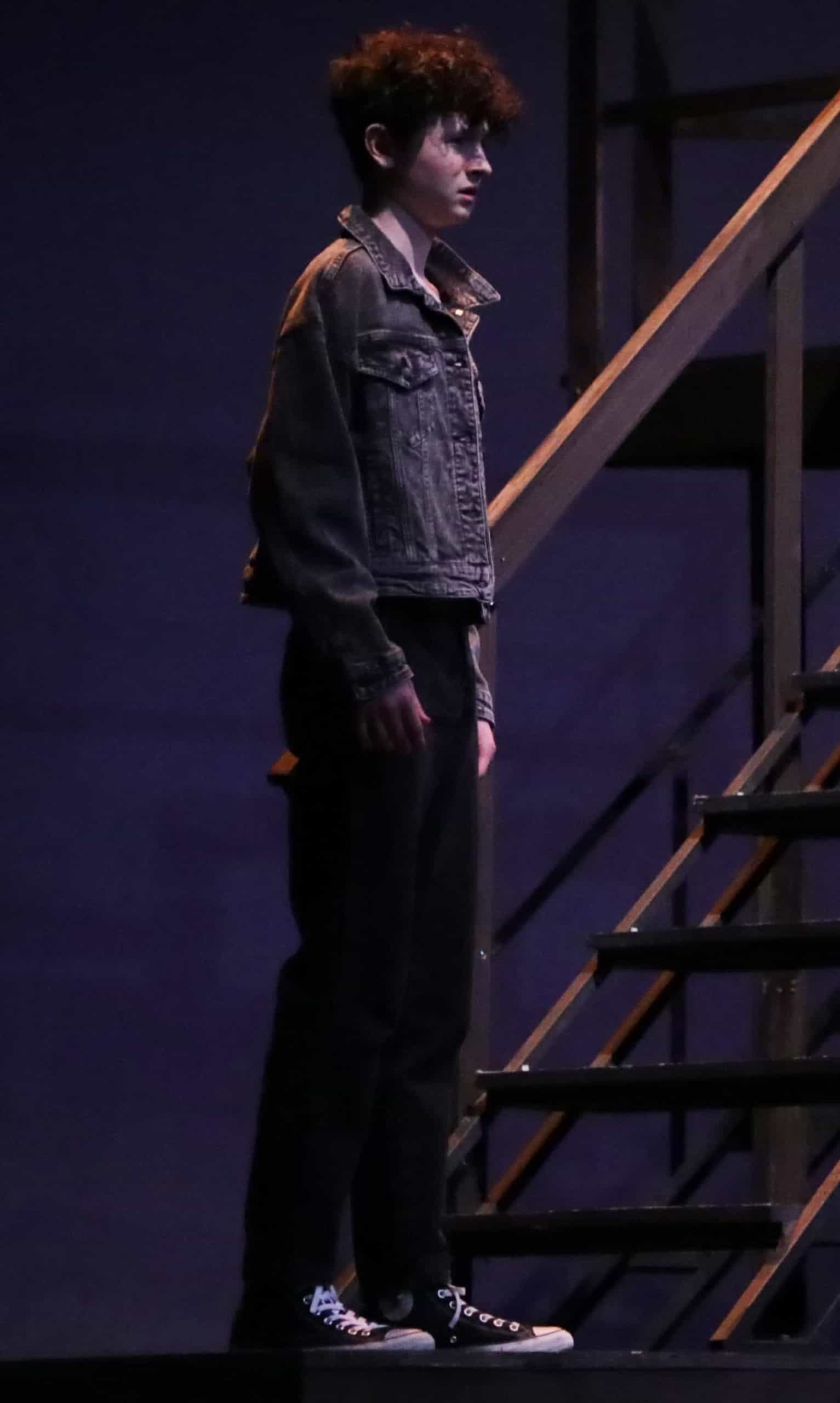 Alex Boyd as Ren McCormack tries to understand Ariel, the minister's daughter, in Footloose with the Berkshire Theatre Group. Press photo courtesy of BTG.