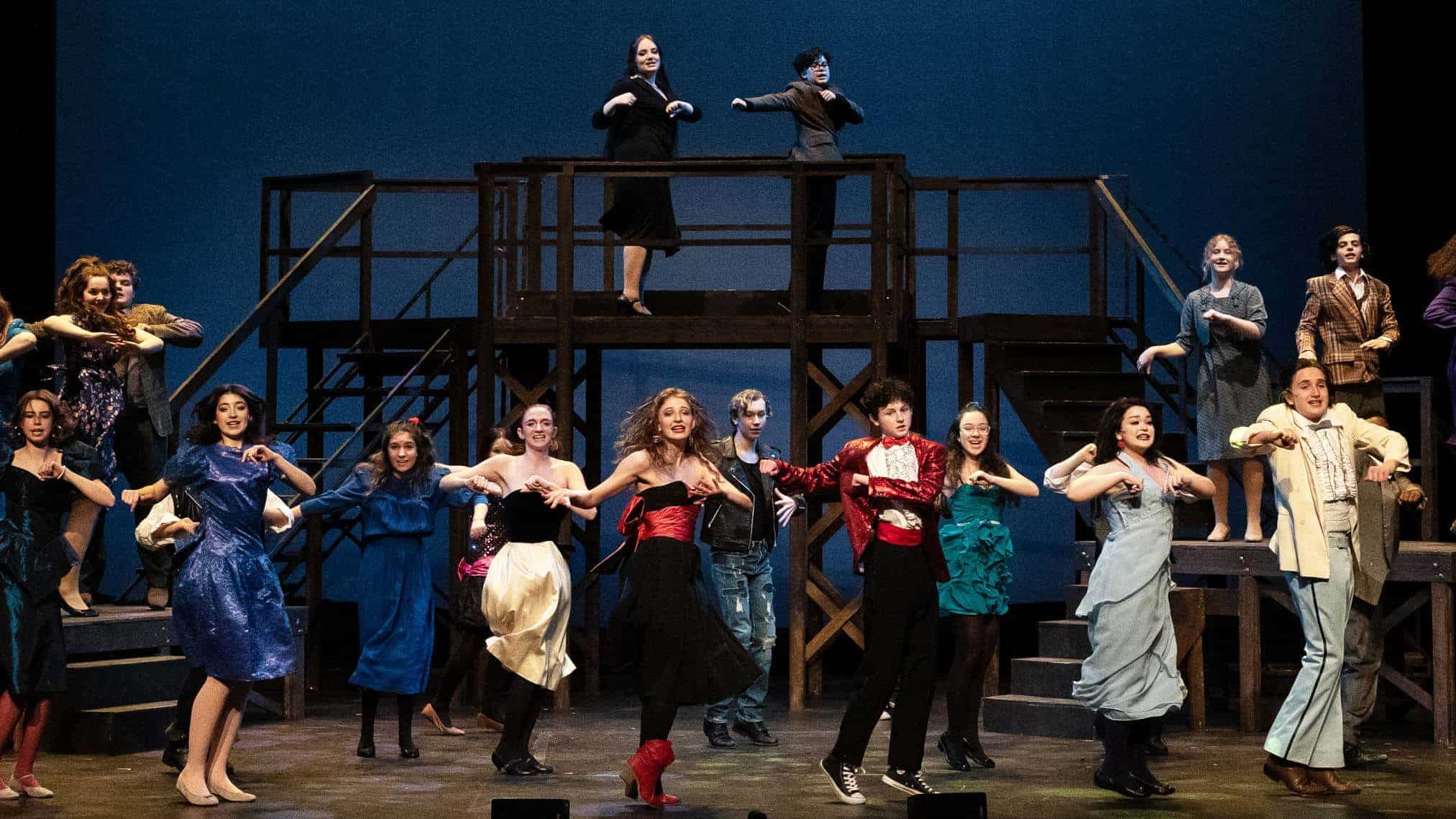 The full cast dances in Footloose with the Berkshire Theatre Group. Press photo courtesy of BTG.