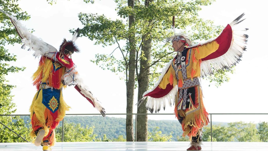 Thunderbird American Indian Dancers perform on the outdoor stage at Jacob's Pillow.