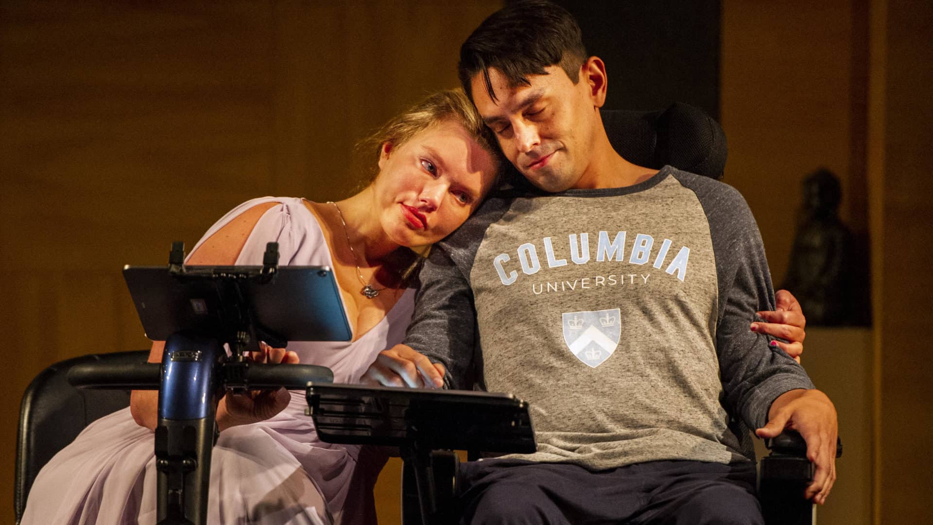 Madison Ferris and Danny J Gomez rest together in All of Me. Press photo courtesy of Barrington Stage