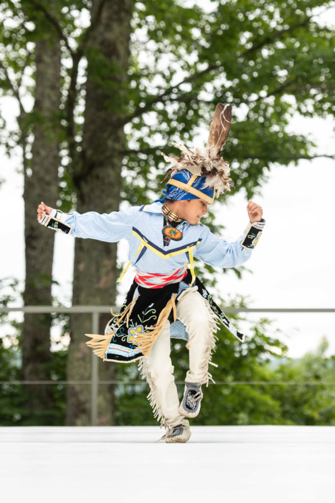 Traditional Iroquois Dancer Brandon George, age 7, performs at Jacob's Pillow Dance Festival. Press photo courtesy of the Pillow