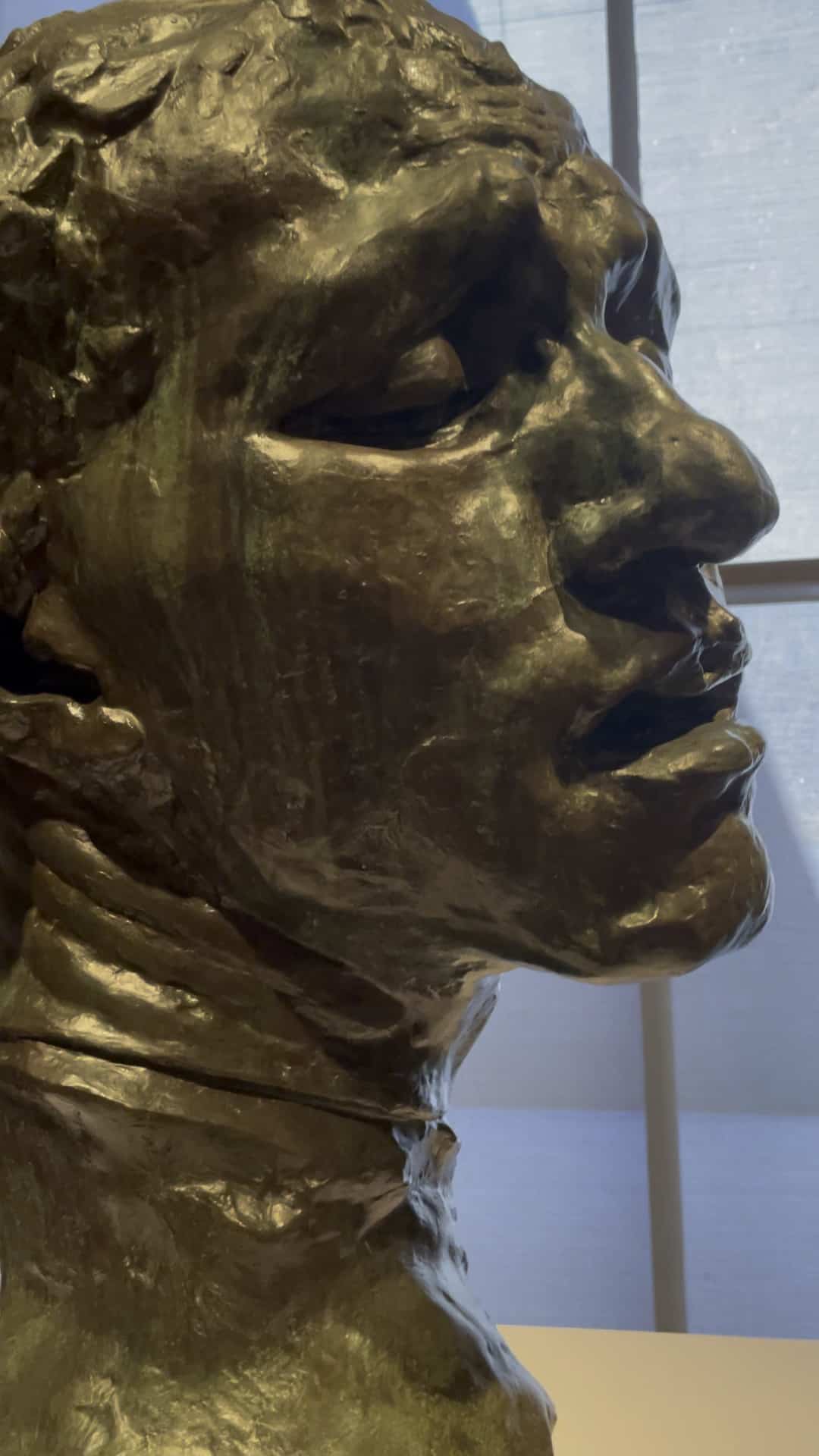 Rodin's bronze shows the heroic head of Pierre de Wissant, one of the Burghers of Calais.