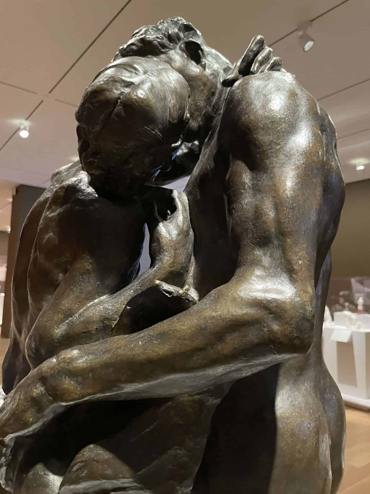 Bronze lovers embrace in Rodin's 'The Kiss' in 'Rodin in the United States' at the Clark Art Institute. Photo taken with permission from the museum