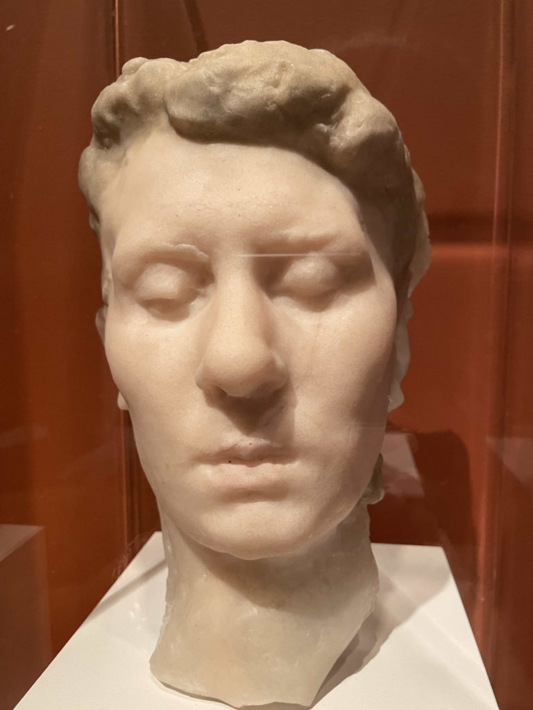 A mask of glass shows Rodin's longtime mistress, Rose Beuret, after her death.