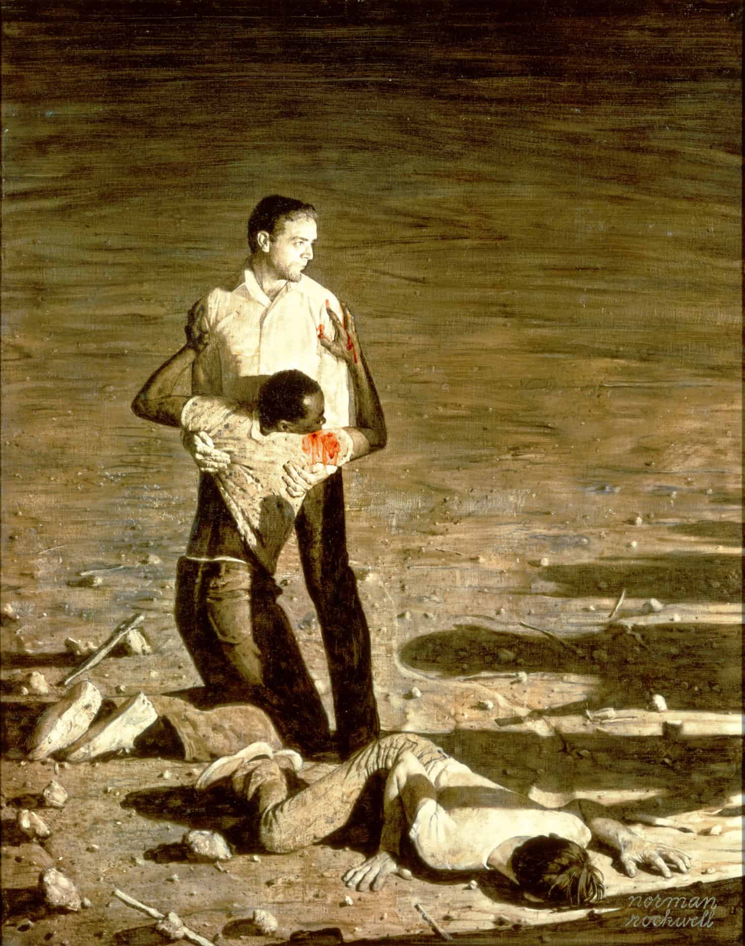 Norman Rockwell captures violence against Civil Rights leaders in Murder in Mississippi, 1965. Press image courtesy of the Norman Rockwell Museum