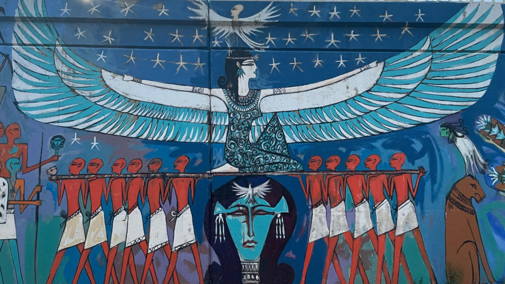 Egyptian artist Alaa Awad's mural brings myth and magic to North Adams.
