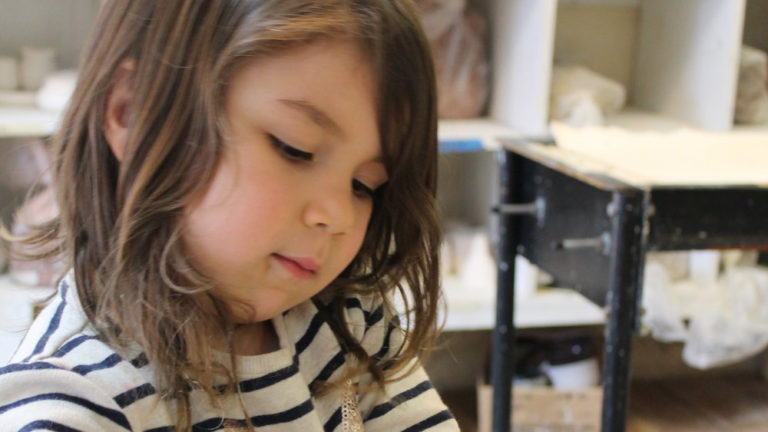 A young artist shapes clay at the Berkshire Arts Center. Press image courtesy of the Berkshire Arts Center