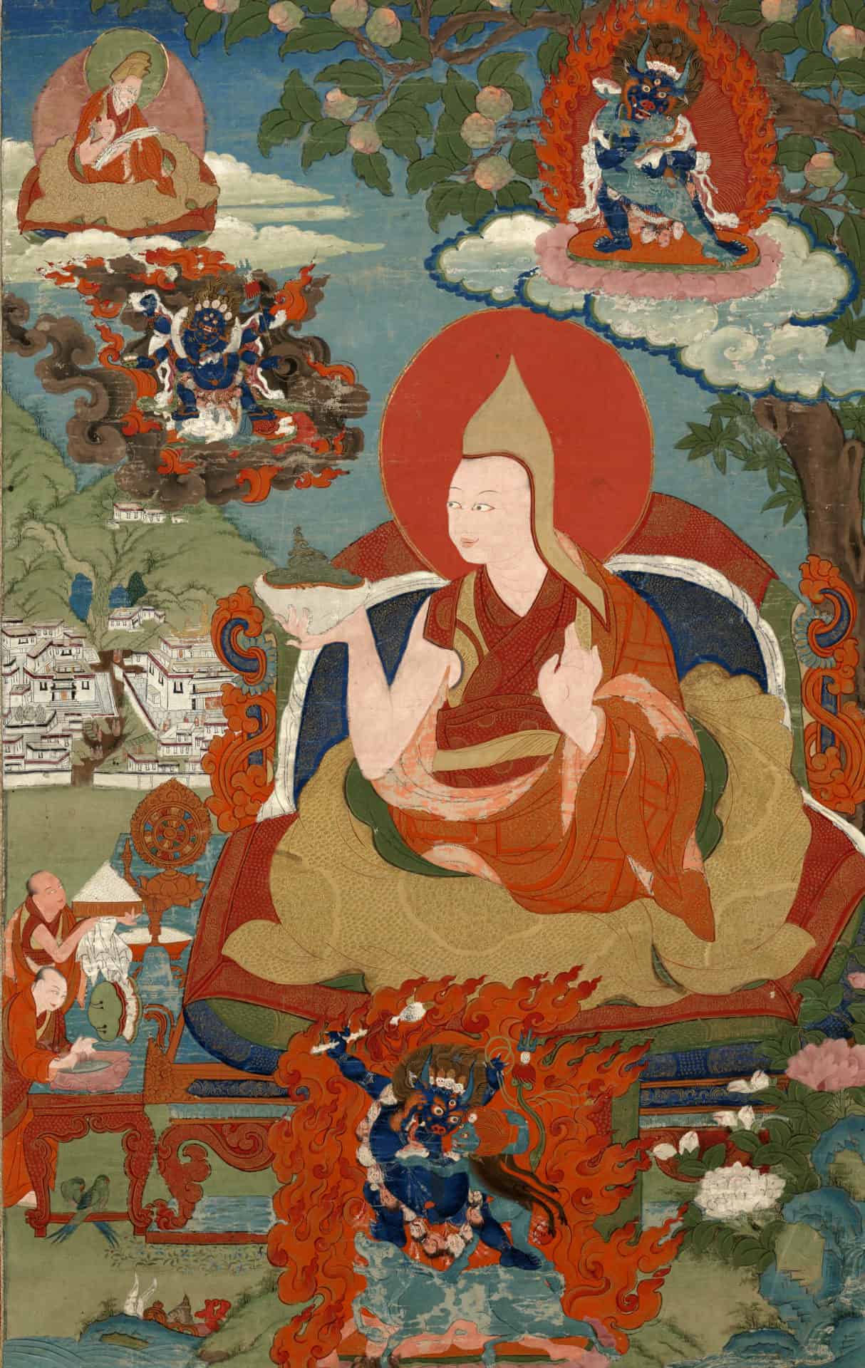 Fourth Dalai Lama Yönten Gyatso (1589–1617), 19th century. Distemper on cloth, Central Tibetan style. Maker(s) not known by WCMA. The Jack Shear Collection of Himalayan Art