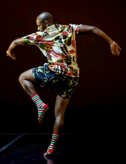 South African dancers and choreographers Thulani Chauke and Albert Fana Tshabalala perform together. Press photo courtesy of the artists.