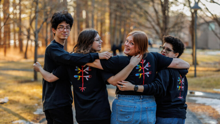 Current students on the Simon's Rock campus show their pride in preparation for the launch of the Bard Queer Leadership Project.