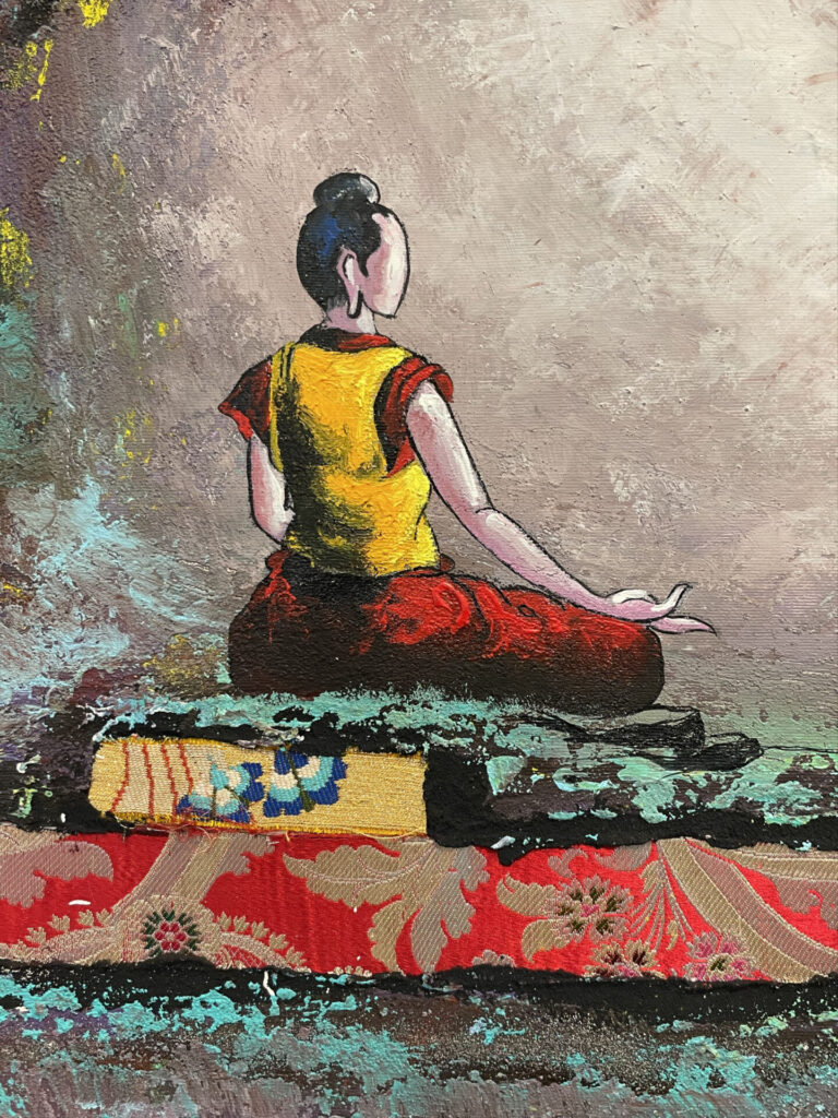 Lama Tashi Norbu paints reimagined Buddhas informed by his training as a thangka painter. Press photo by Kate Abbott courtesy of the Williams College Museum of Art