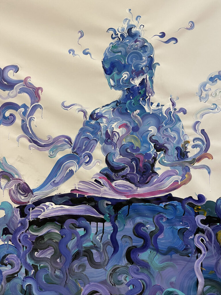 Lama Tashi Norbu paints reimagined Buddhas informed by his training as a thangka painter. Press photo by Kate Abbott courtesy of the Williams College Museum of Art