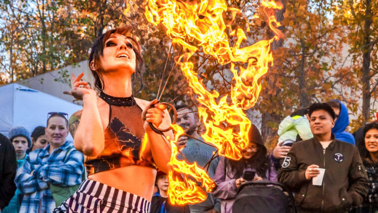Opal Raven Cirque will perform with fire as part of First Fridays Artswalk. Press photo courtesy of Downtown Pittsfield Inc.