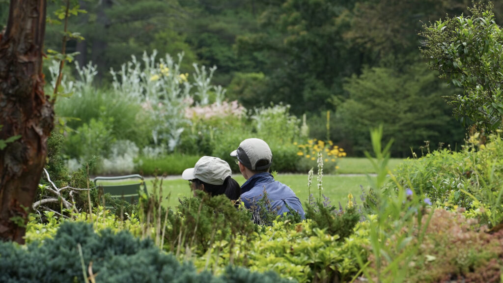 A couple sit in the Berkshire Botanical Gardens on a quiet and sunny morning. Photo courtesy of BBG