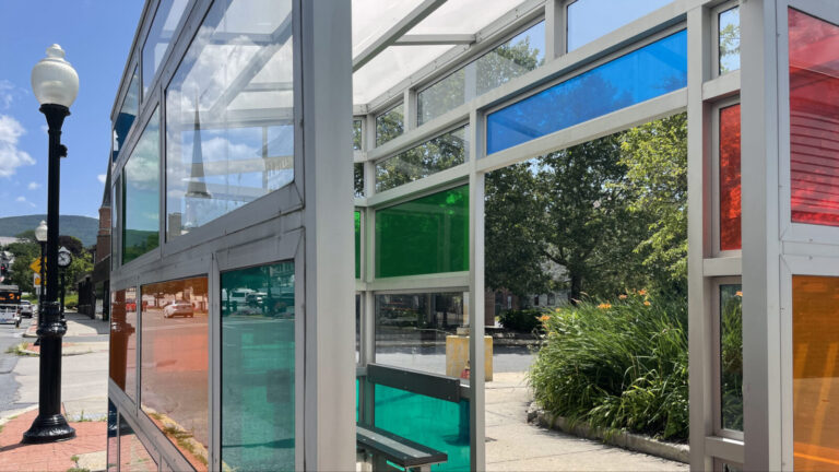Victoria Palermo's Bus Stand turns a bus stop into color as vivid as stained glass on a sunny day in North Adams.