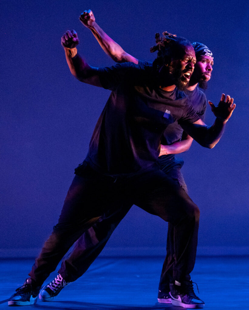 Phillip Cuttino Jr. and Joshua Culbreat perform in Rennie Harris' Puremovement American Street Dance Theater celebrate 50 years of Hip Hop. Press photo courtesy of Jacob's Pillow
