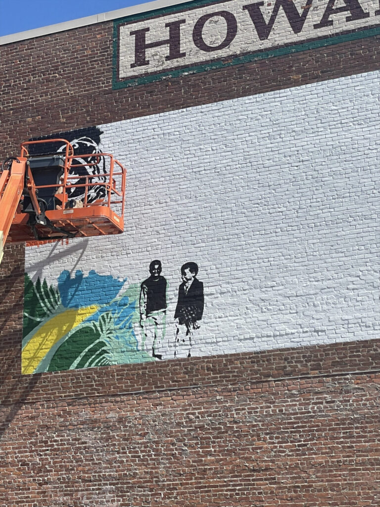 Young Legends, a mural by Trinity Rivard, takes shape on the Howard Building on Federal Street in Pittsfield.