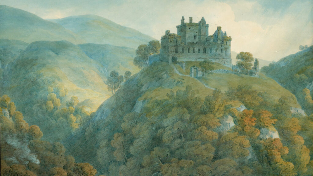 Hugh William Williams, Castle Campbell, Clackmannanshire, 1813, watercolor. Press photo couortesy of the Clark Art Institute