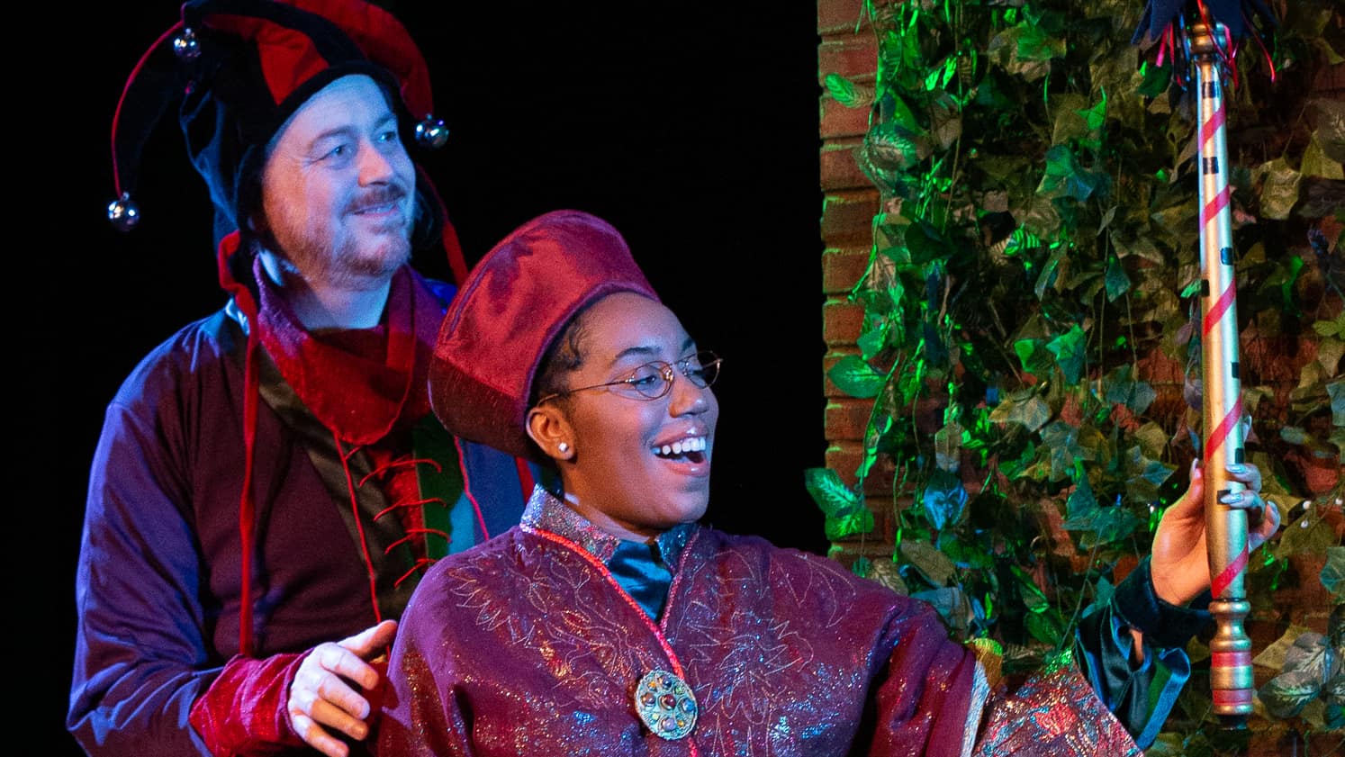 Matt Neely and Camille Upshaw look for adventure in Shakespearean garb in Barrington Stage's 10x10 Festival of New Plays. Press photo courtesy of the theater.
