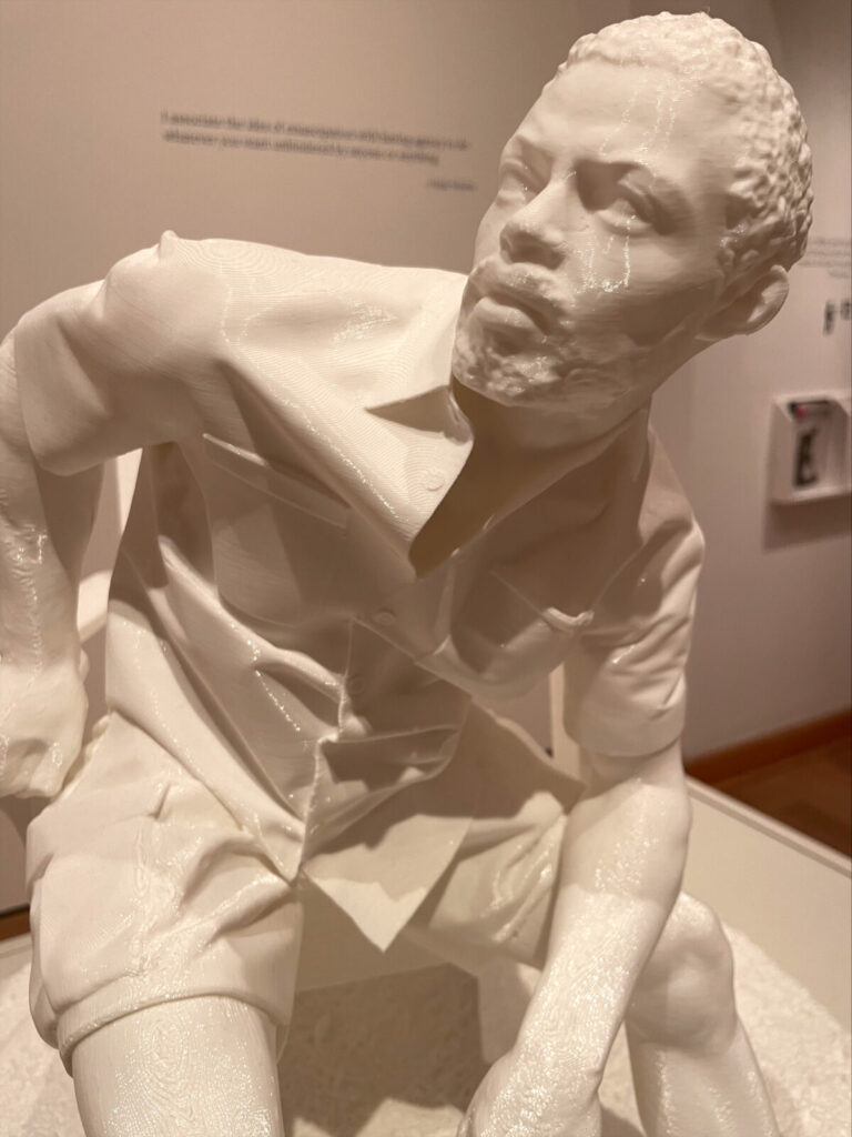Hugh Hayden creates his own contemporary response to John Quincy Adams Ward’s bronze sculpture The Freedman — a 21st-century man in American Dream. Press image courtesy of WCMA and the artist