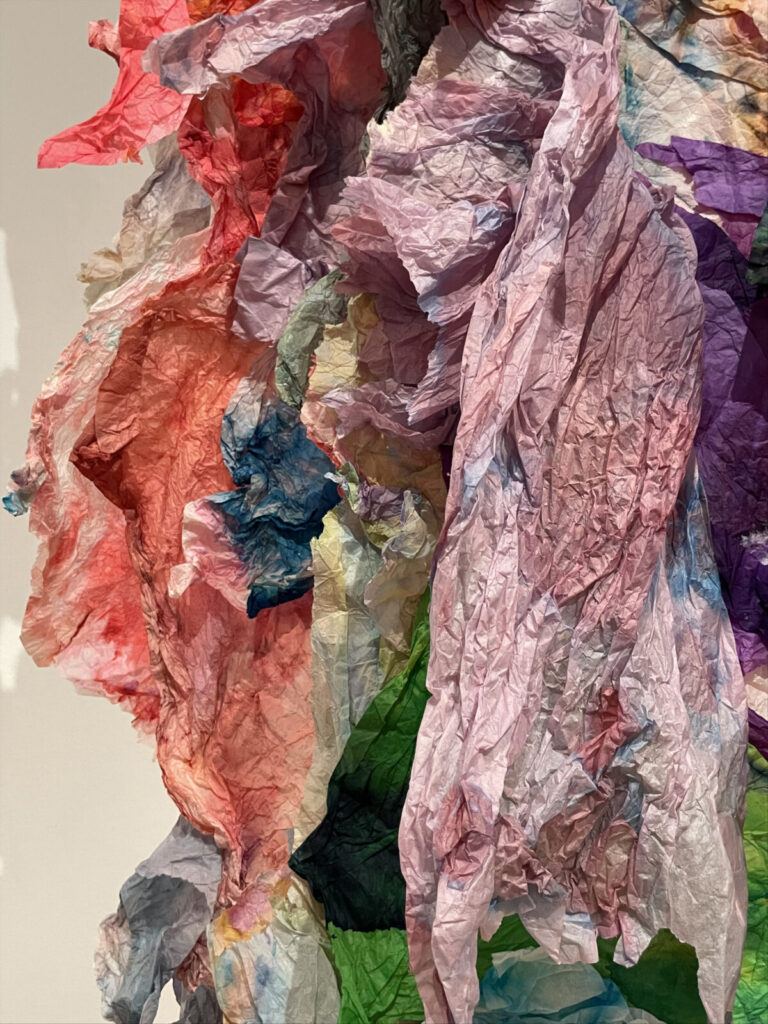 Vivid abstract color brims in Maya Freelon's tissue ink prints. Press image taken by Kate Abbott, courtesy of WCMA and the artist