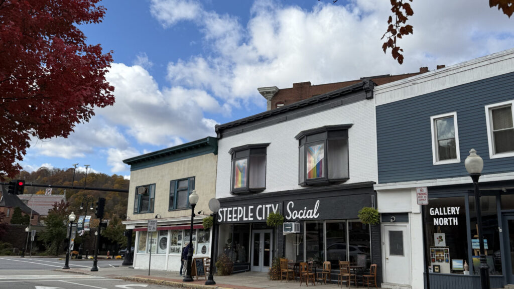 Steeple City on Eagle Street serves coffee and baked goods in the mornings and holds karaoke and community events at night.
