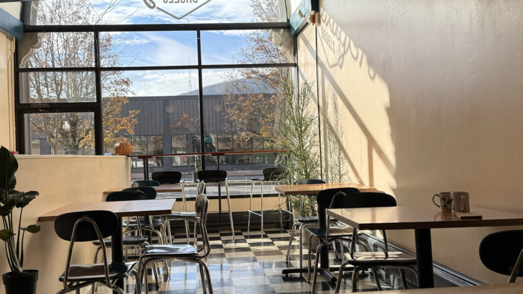 Hexagon Bagels' new storefront shop on Main Street fills with light on a sunny morning.