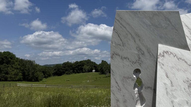 Artist Milena Naef invokes a woman in marble and light on Stone Hill at the Clark Art Institute.