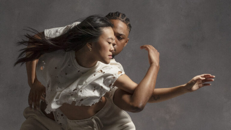 A.I.M by Kyle Abraham company dancers Destin Morisset and Olivia Wang perform in White Space. Photo courtesy of Jacob's Pillow Dance Festival.