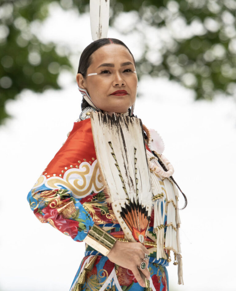 World champion jingle dancer Acosia Red Elk performs at Jacob's Pillow Dance Festival. Press photo courtesy of the Pillow