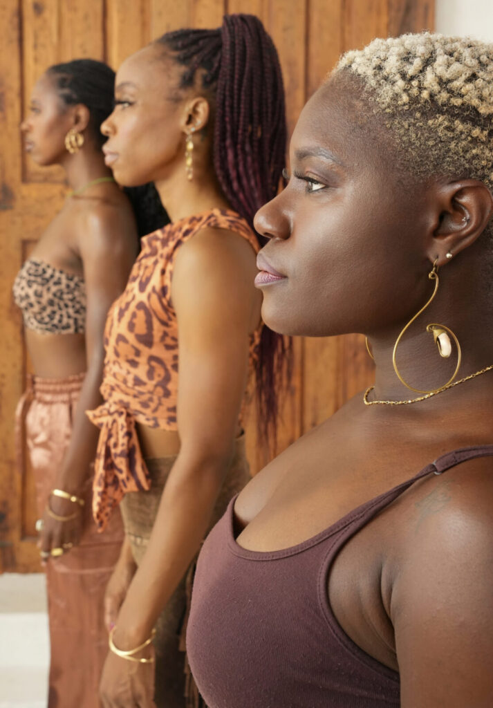 Dancers Dionne Eleby, Tulani S. Weeks and Ashley Blanchard honor women leaders of the past as KaJe Movement Collective offers a live performance and ceremonial work celebrating the resilience, joy, and sisterhood of Black women across the diaspora. Press photo courtesy of the artists
