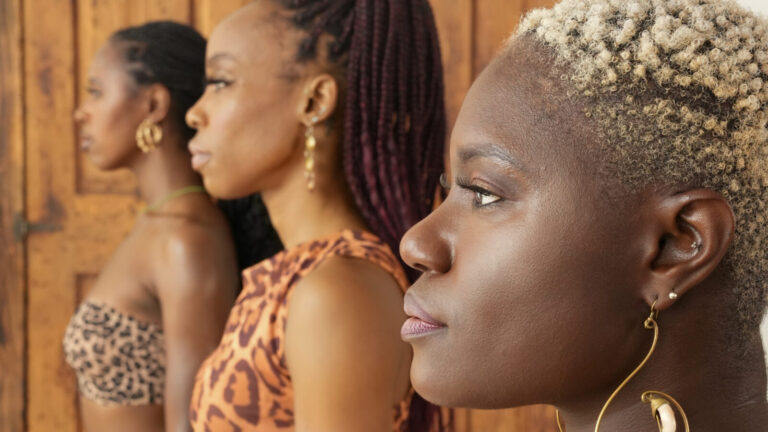 Dancers Dionne Eleby, Tulani S. Weeks and Ashley Blanchard honor women leaders of the past as KaJe Movement Collective offers a live performance and ceremonial work celebrating the resilience, joy, and sisterhood of Black women across the diaspora. Press photo courtesy of the artists